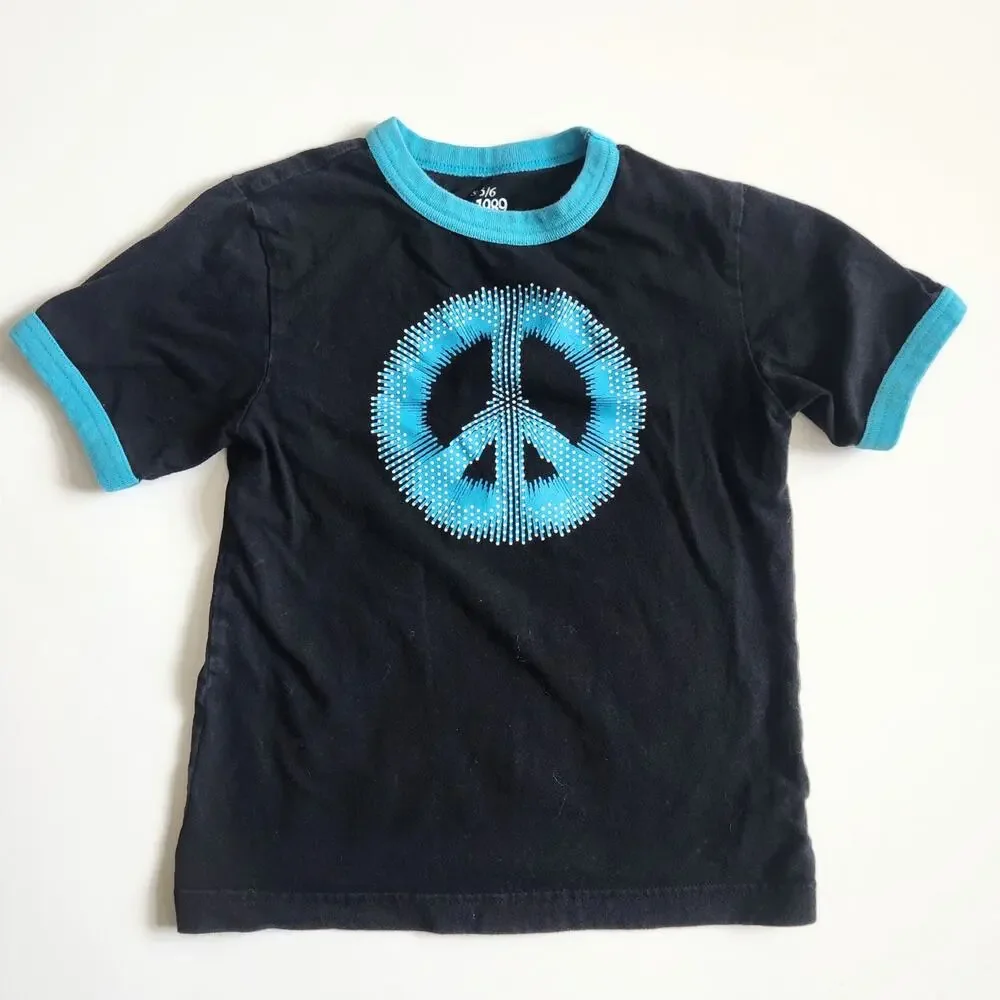 Vintage Y2K The Children’s Place Retro Peace Sign T-Shirt – Size Small 5/6